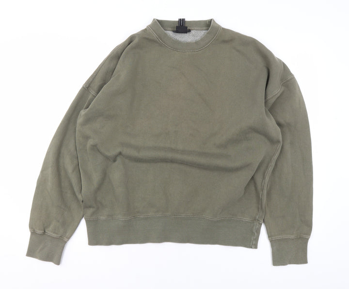 Pull&Bear Men's Green Crew Neck Sweatshirt Size S Classic Fit