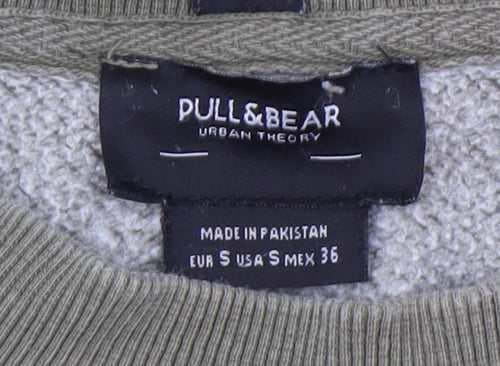Pull&Bear Men's Green Crew Neck Sweatshirt Size S Classic Fit