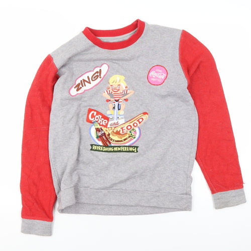 Coca-Cola by Kit Neale Women's Grey Red Pullover Sweatshirt Small