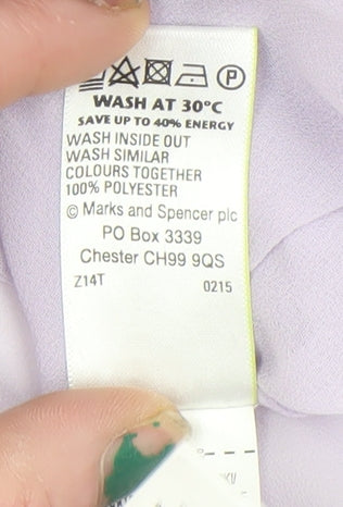 Marks and Spencer Womens Lilac Sleeveless Collared Chiffon Blouse UK 10