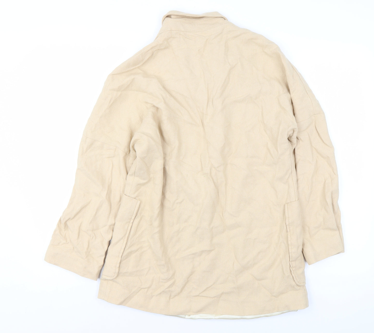 H&M Women Beige Linen Blend Single-Breasted Blazer XS Classic Fit