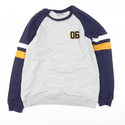 Tu Men's Grey & Navy Crew Neck Sports Sweatshirt L