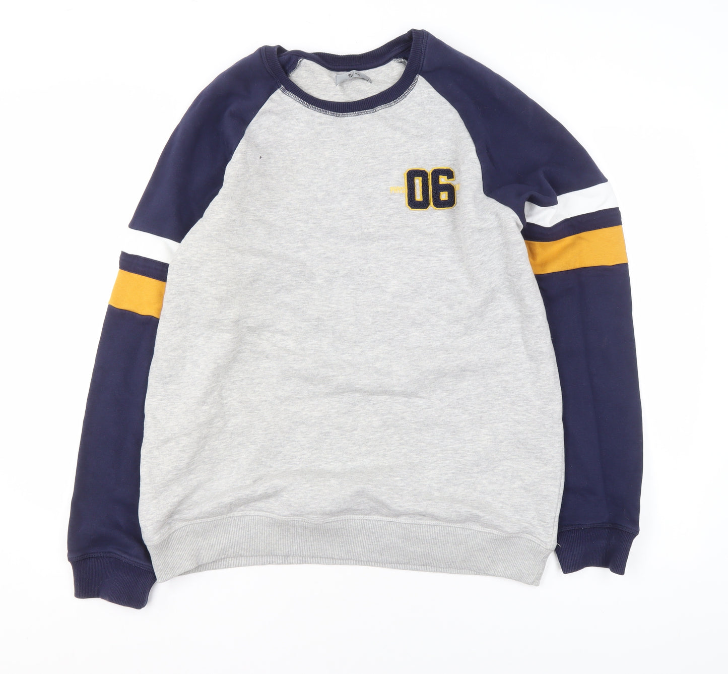 Tu Men's Grey & Navy Crew Neck Sports Sweatshirt L