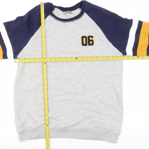 Tu Men's Grey & Navy Crew Neck Sports Sweatshirt L
