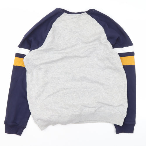 Tu Men's Grey & Navy Crew Neck Sports Sweatshirt L