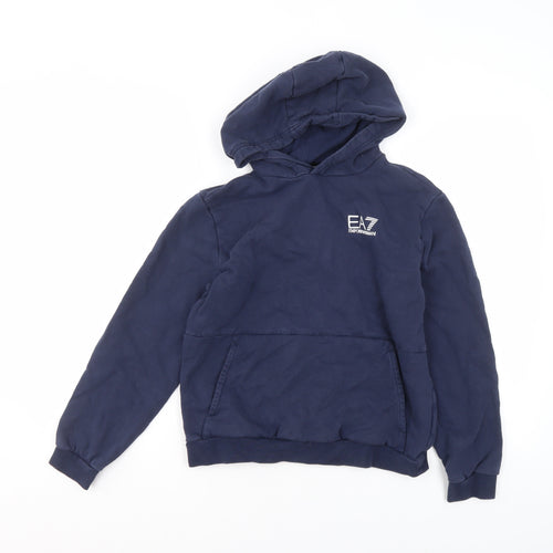 Emporio Armani EA7 Boys Navy Blue Pullover Hoodie Size 14 Years Cotton Blend