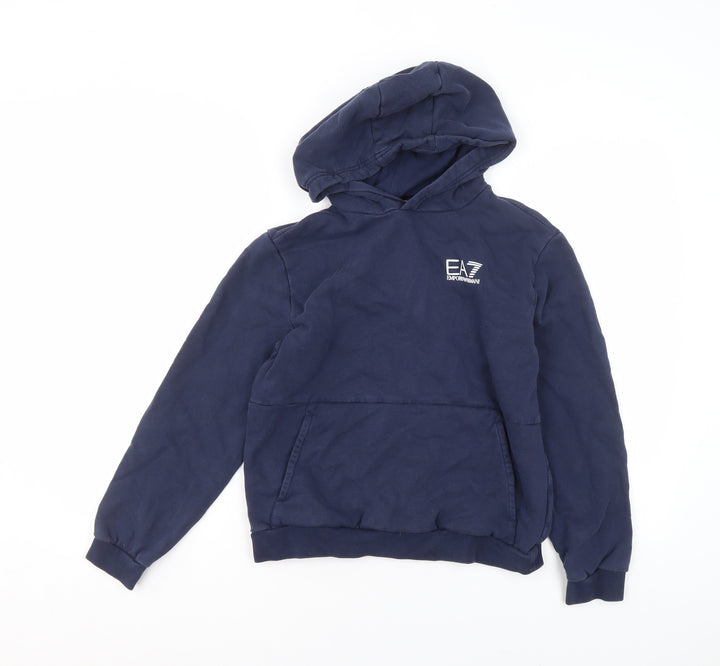 Emporio Armani EA7 Boys Navy Blue Pullover Hoodie Size 14 Years Cotton Blend