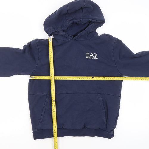 Emporio Armani EA7 Boys Navy Blue Pullover Hoodie Size 14 Years Cotton Blend