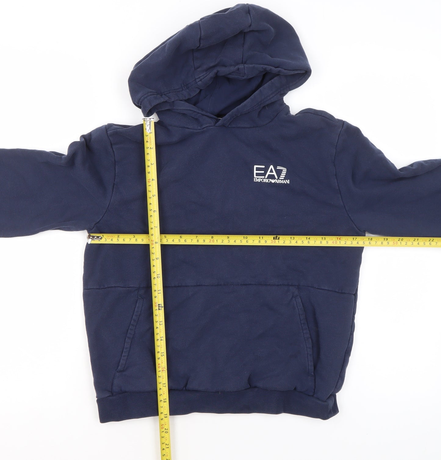 Emporio Armani EA7 Boys Navy Blue Pullover Hoodie Size 14 Years Cotton Blend
