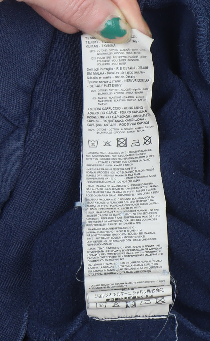 Emporio Armani EA7 Boys Navy Blue Pullover Hoodie Size 14 Years Cotton Blend