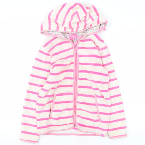 Joules Girls Pink Striped Full Zip Fleece Hoodie 11-12 Years