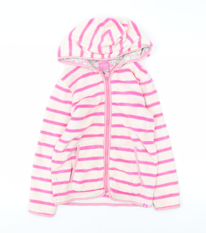 Joules Girls Pink Striped Full Zip Fleece Hoodie 11-12 Years