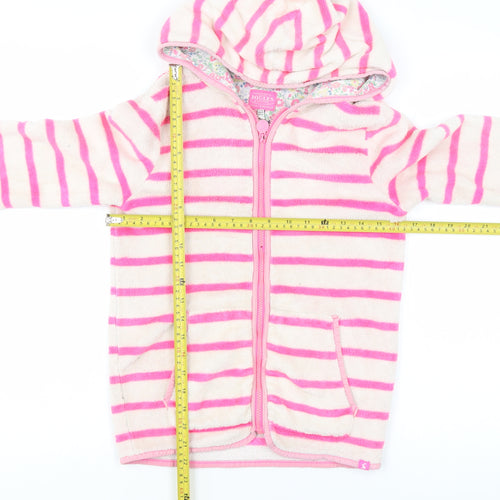 Joules Girls Pink Striped Full Zip Fleece Hoodie 11-12 Years