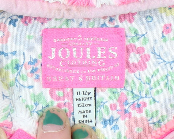 Joules Girls Pink Striped Full Zip Fleece Hoodie 11-12 Years