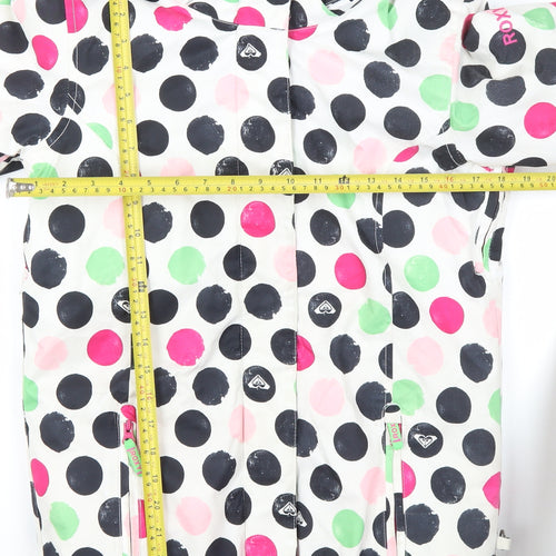 Roxy Girls Multicoloured Polka Dot Ski Jacket Age 14 Hooded Winter Coat