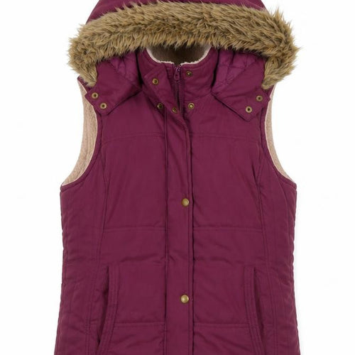 Marks and Spencer Women's Purple Hooded Faux Fur Trim Bodywarmer Size 14