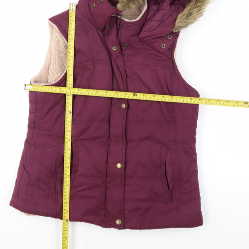 Marks and Spencer Women's Purple Hooded Faux Fur Trim Bodywarmer Size 14