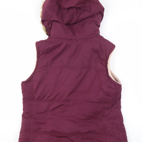 Marks and Spencer Women's Purple Hooded Faux Fur Trim Bodywarmer Size 14