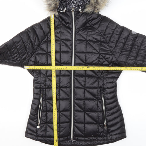 Dare 2b Womens Black Puffer Jacket Size 10 Hooded Faux Fur Trim