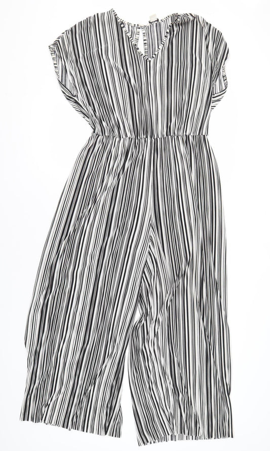 Monki Black White Striped Wide Leg Sleeveless Jumpsuit Women’s M