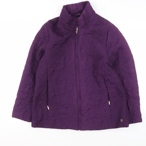 TIGI Womens Purple Quilted Full Zip Jacket Size 14 Regular