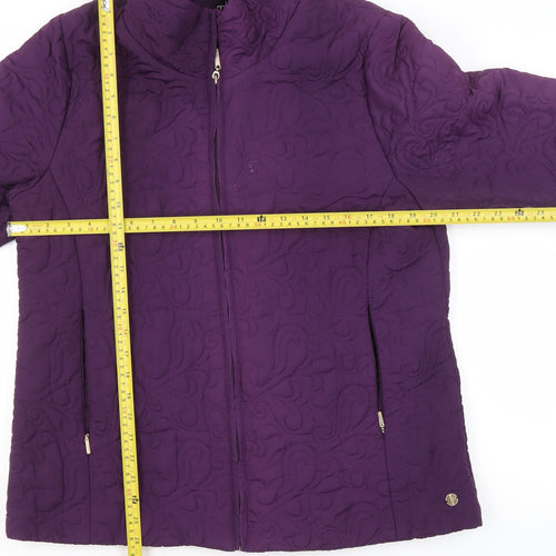 TIGI Womens Purple Quilted Full Zip Jacket Size 14 Regular