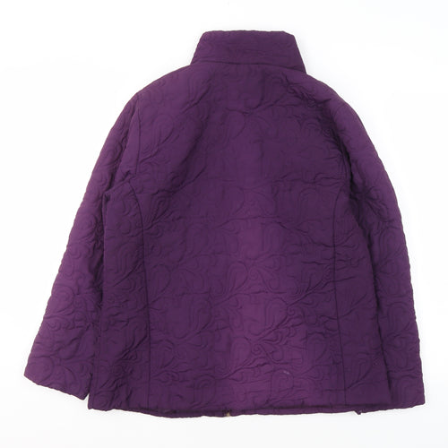 TIGI Womens Purple Quilted Full Zip Jacket Size 14 Regular