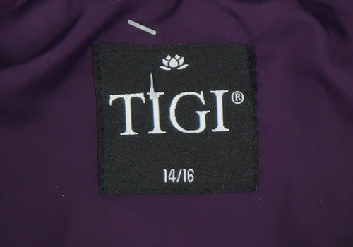 TIGI Womens Purple Quilted Full Zip Jacket Size 14 Regular