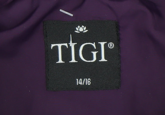 TIGI Womens Purple Quilted Full Zip Jacket Size 14 Regular