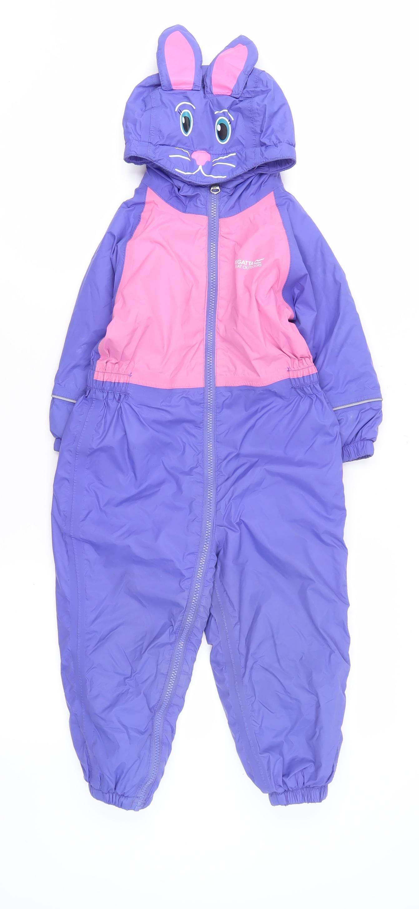 Regatta Girls Purple Pink Bunny Hooded Snowsuit 2-3 Years Waterproof Winter