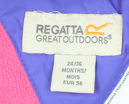 Regatta Girls Purple Pink Bunny Hooded Snowsuit 2-3 Years Waterproof Winter