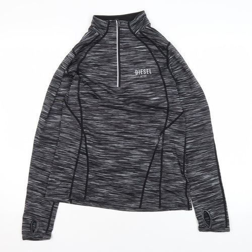 Diesel Womens Black Medium 1/2 Zip Activewear Track Jacket