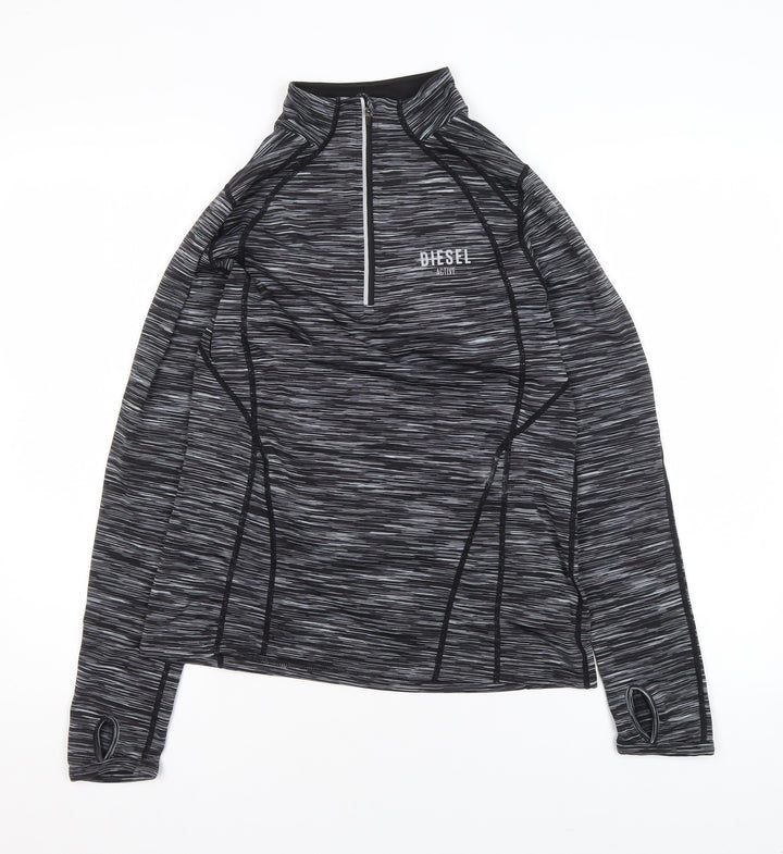 Diesel Womens Black Medium 1/2 Zip Activewear Track Jacket