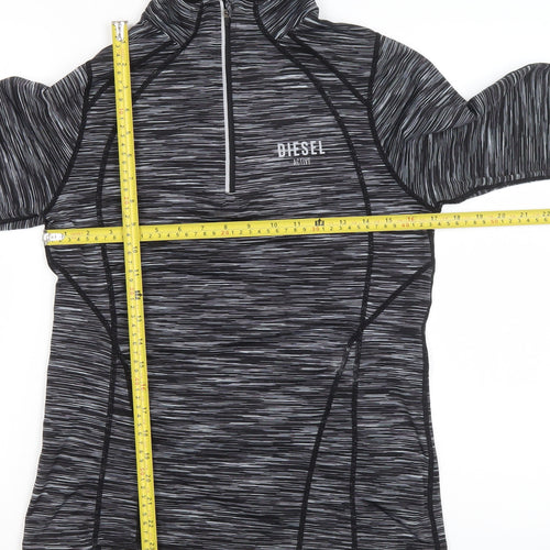Diesel Womens Black Medium 1/2 Zip Activewear Track Jacket