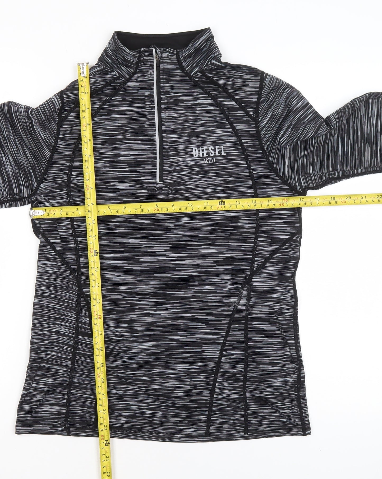 Diesel Womens Black Medium 1/2 Zip Activewear Track Jacket