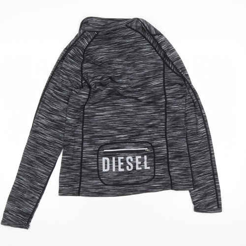 Diesel Womens Black Medium 1/2 Zip Activewear Track Jacket