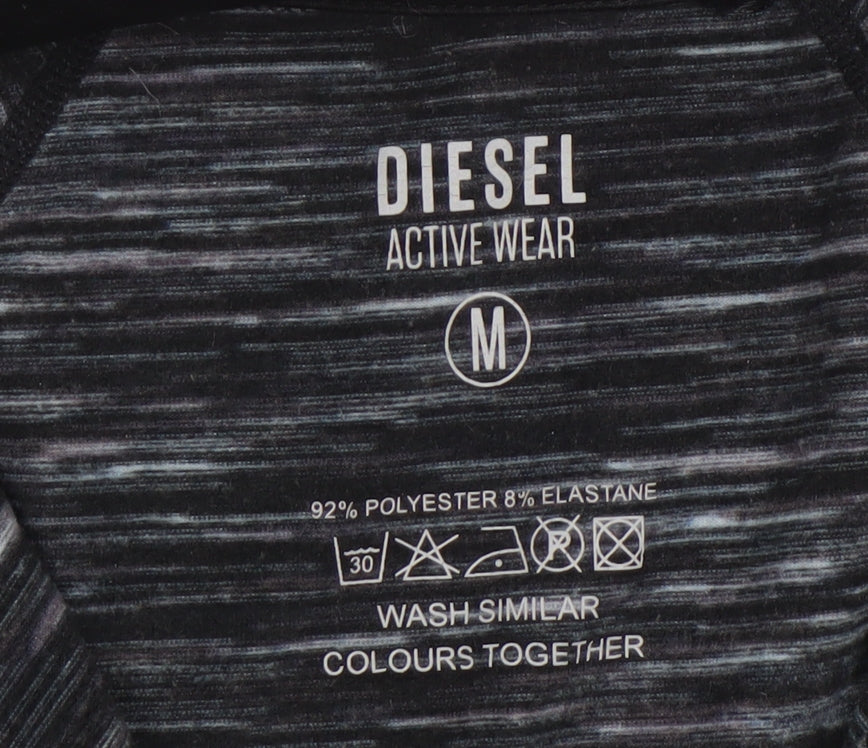 Diesel Womens Black Medium 1/2 Zip Activewear Track Jacket