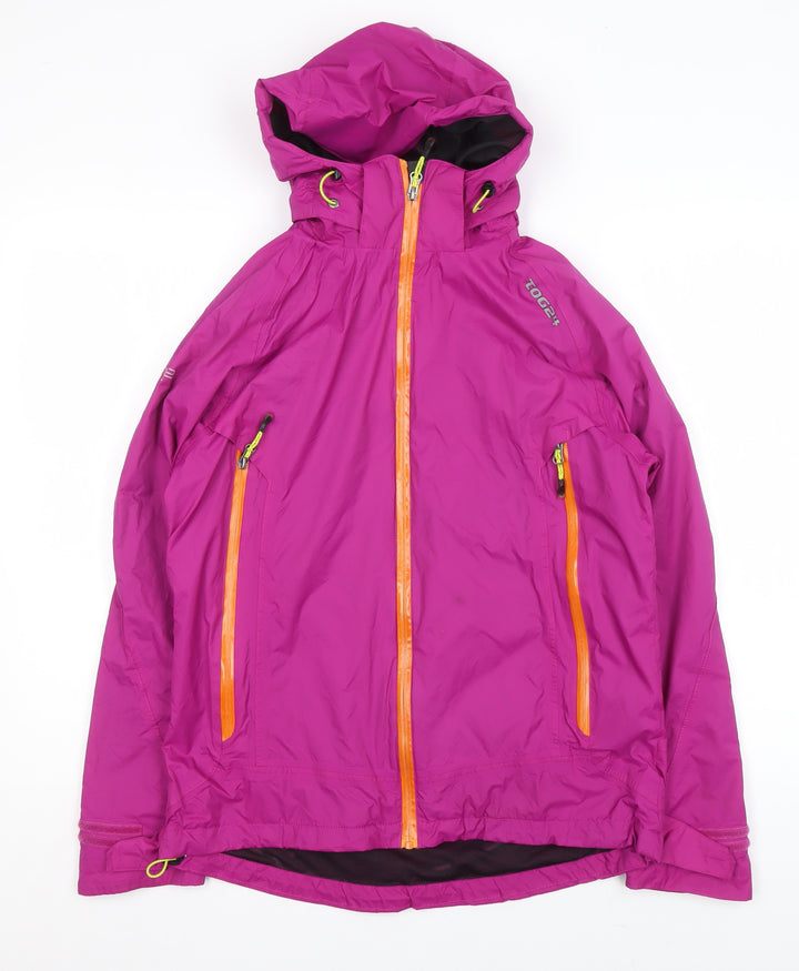TOG24 Womens Pink Hooded Waterproof Windbreaker Jacket Size 10-12