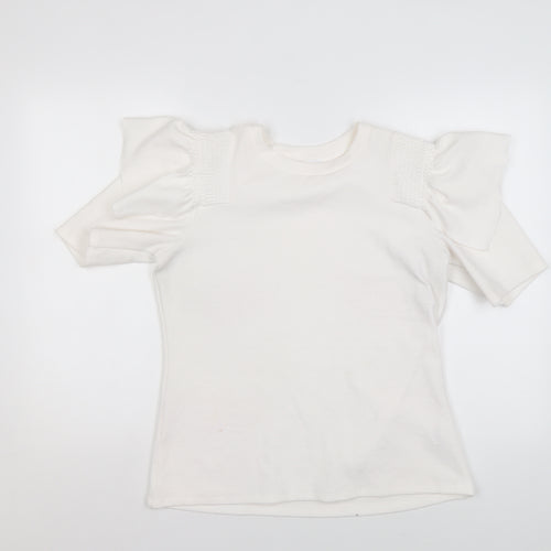Savida Women's Ivory Puff Sleeve T-Shirt Size 12 Regular Fit