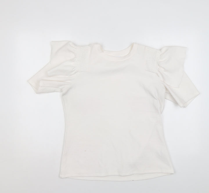 Savida Women's Ivory Puff Sleeve T-Shirt Size 12 Regular Fit