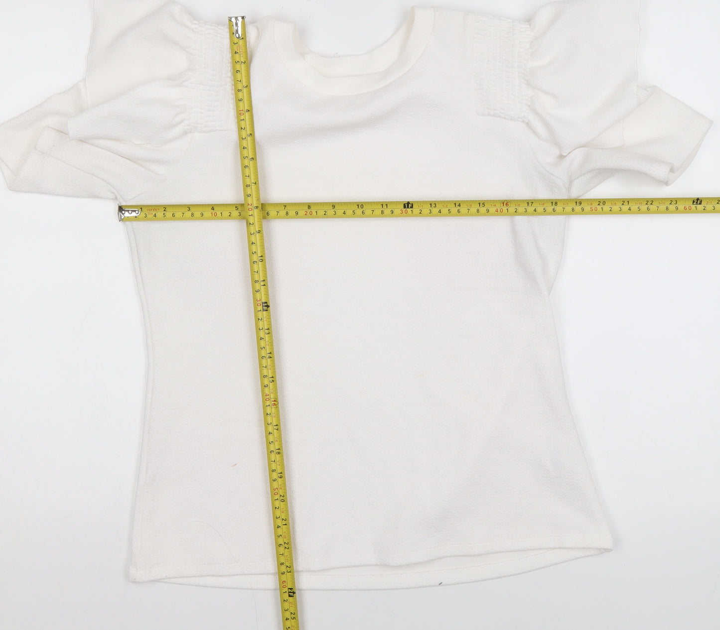 Savida Women's Ivory Puff Sleeve T-Shirt Size 12 Regular Fit