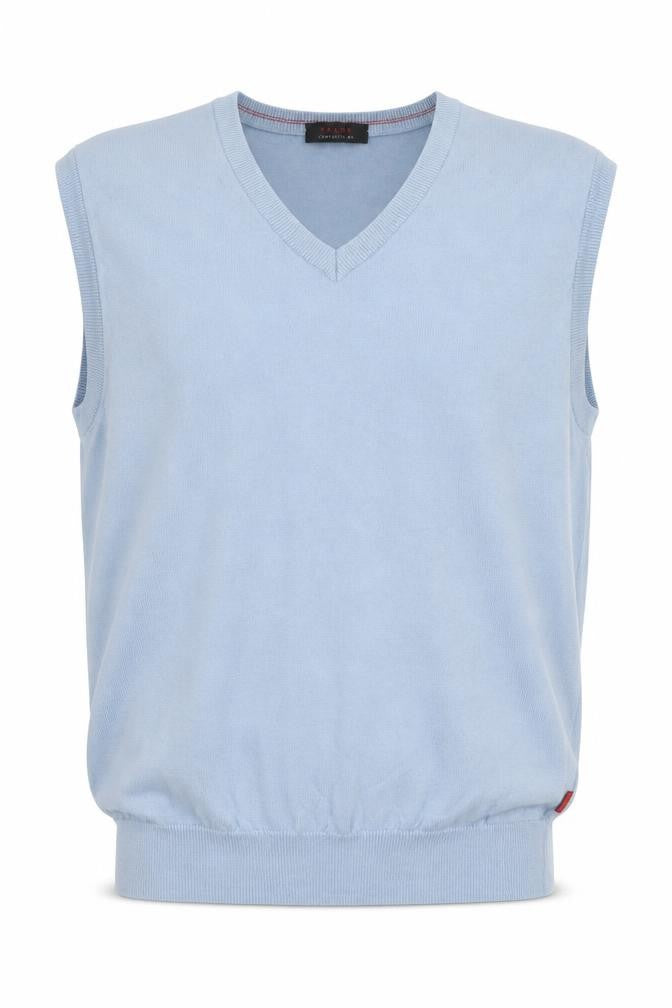 Falke Men’s Blue Wool Cotton V-Neck Waistcoat Size 50 Regular Fit