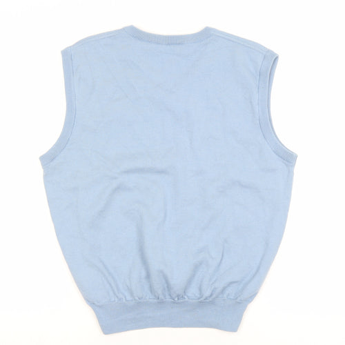 Falke Men’s Blue Wool Cotton V-Neck Waistcoat Size 50 Regular Fit