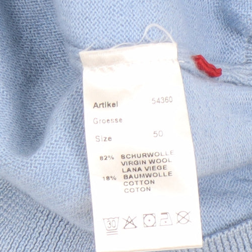 Falke Men’s Blue Wool Cotton V-Neck Waistcoat Size 50 Regular Fit
