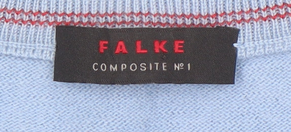 Falke Men’s Blue Wool Cotton V-Neck Waistcoat Size 50 Regular Fit