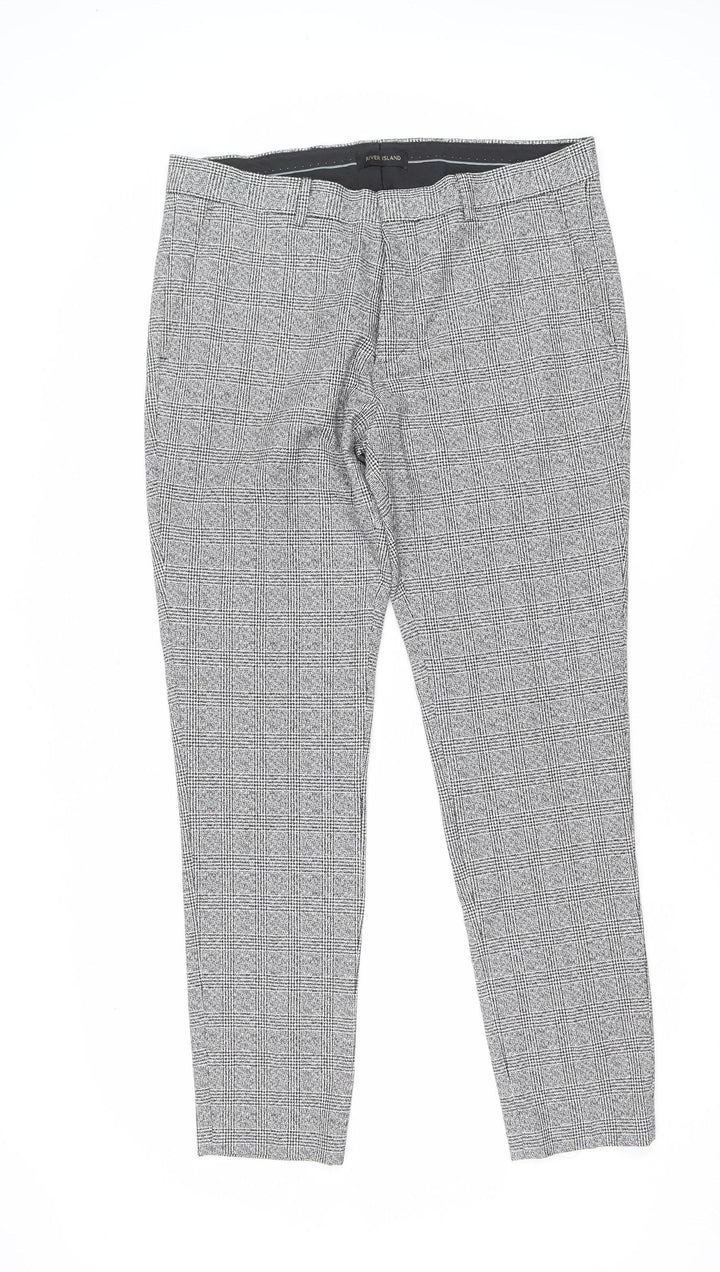River Island Mens Grey Check Slim Fit Dress Pants 34R