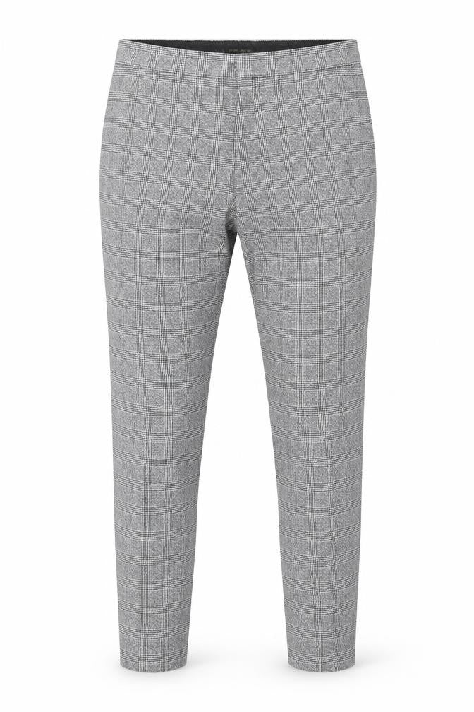 Front view of River Island men’s grey check slim fit dress pants 34r