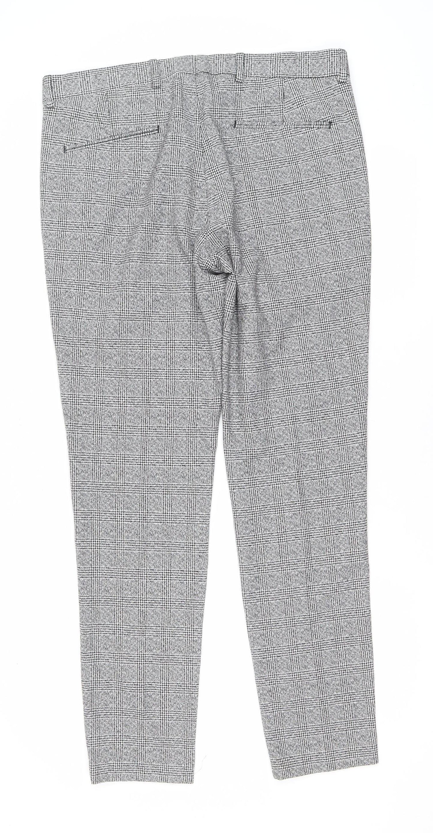 River Island Mens Grey Check Slim Fit Dress Pants 34R