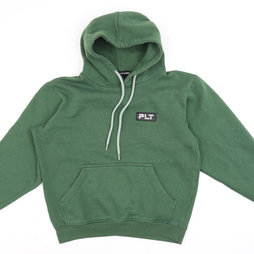 PrettyLittleThing Womens Green Pullover Hoodie XS Relaxed Fit