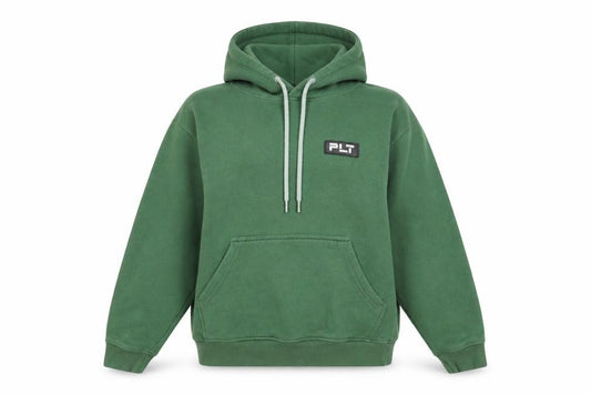 Front view of PRETTYLITTLETHING women’s green pullover hoodie xs relaxed fit